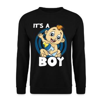 IT S A BOY Bébé Garçon Fils Fiole Naissance Enfant - Sweat-shirt Unisexe - noir - Devant - Alina (178cm) & Michal (187cm)