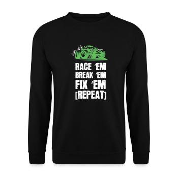 Race Em Break Em Fix Em Repeat Rc Car Modellauto - Unisex Pullover - Schwarz - Vorne - Alina (178cm) & Michal (187cm)