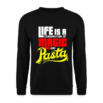Pasta Spaghetti FSM Italien Nudeln Pesto Koch - Unisex Pullover - Schwarz - Vorne - Alina (178cm) & Michal (187cm)