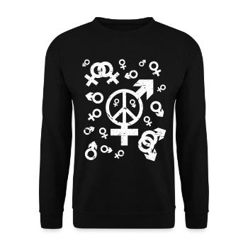 LGBT Symbol Lesbisch Schwul Freiheit Geschenk - Unisex Pullover - Schwarz - Vorne - Alina (178cm) & Michal (187cm)