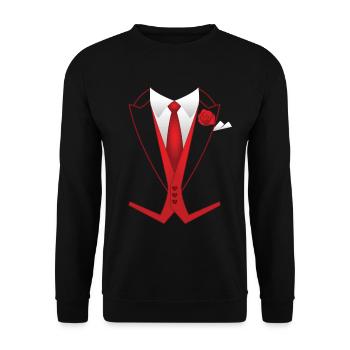Eleganter Valentinstags Anzug - Tuxedo - Unisex Pullover - Schwarz - Vorne - Alina (178cm) & Michal (187cm)