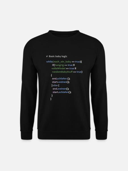 Baby Logik Werdender Vater Informatiker Geschenk - Unisex Pullover - Schwarz