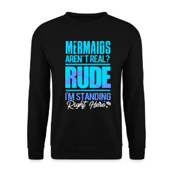Meerjungfrau Meer Strand Mermaid Seestern Flosse - Unisex Pullover - Schwarz - Vorne - Alina (178cm) & Michal (187cm)