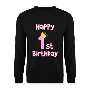 1st birthday 1 year children's birthday gift - Unisex Sweatshirt - black - Front - Alina (178cm) & Michal (187cm)
