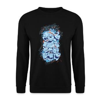 Niedliche Monster Blau Lustig Cool - Unisex Pullover - Schwarz - Vorne - Alina (178cm) & Michal (187cm)