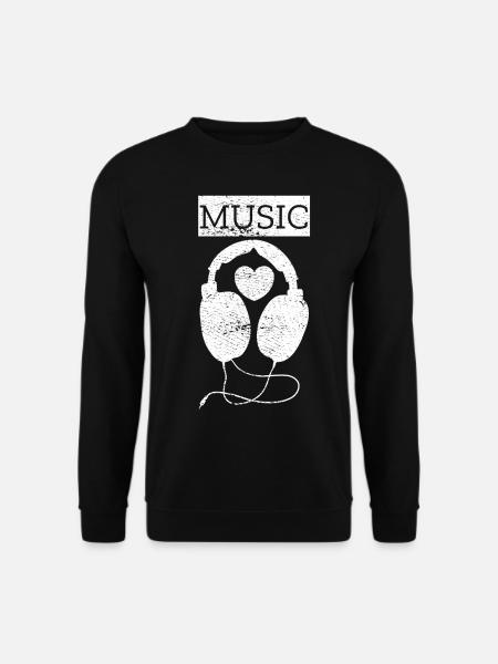 Kopfhörer Musik Herz Instrument Pop Rock Geschenk - Unisex Pullover - Schwarz
