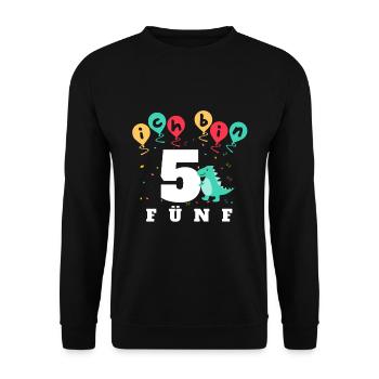 5 Years Old with Dino and Ballons - Unisex Sweatshirt - black - Front - Alina (178cm) & Michal (187cm)