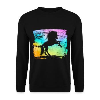 Horse Silhouette Stallion Mare Woman Love Gift - Unisex Sweatshirt - black - Front - Alina (178cm) & Michal (187cm)