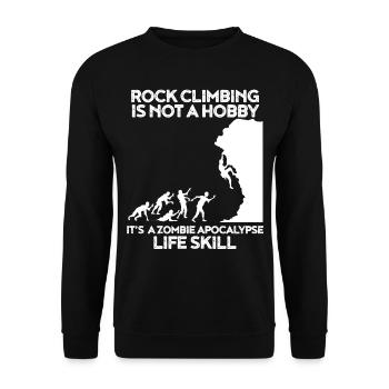 Klettern Zombies Flucht Kletterer Lustig Geschenk - Unisex Pullover - Schwarz - Vorne - Alina (178cm) & Michal (187cm)