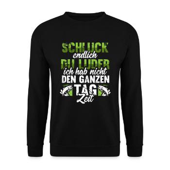 Men Angler Fishing Fishing Sayings T-Shirt - Unisex Sweatshirt - black - Front - Alina (178cm) & Michal (187cm)