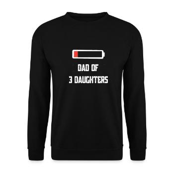 Father of Three Daughters 3 Gift Idea Little Battery - Unisex Sweatshirt - black - Front - Alina (178cm) & Michal (187cm)