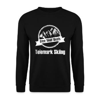 Telemark Ski Heel Free - Free your heel skiing - Unisex Sweatshirt - black - Front - Alina (178cm) & Michal (187cm)