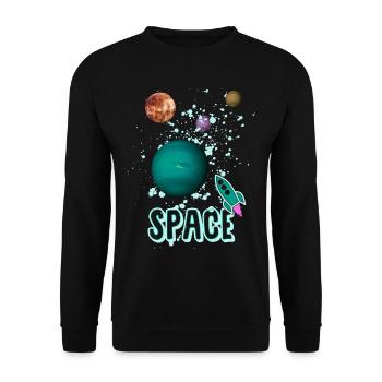 Espace - Fusée - Galaxie - Sweat-shirt Unisexe - noir - Devant - Alina (178cm) & Michal (187cm)