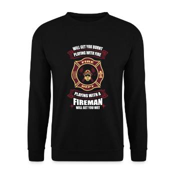 Jouer avec le feu pompier cadeau sexy - Sweat-shirt Unisexe - noir - Devant - Alina (178cm) & Michal (187cm)