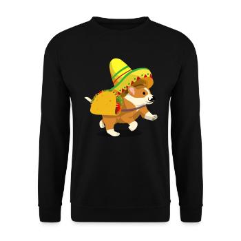 Corgi liebt Taco und Sombrero Mexiko Geschenk - Unisex Pullover - Schwarz - Vorne - Alina (178cm) & Michal (187cm)