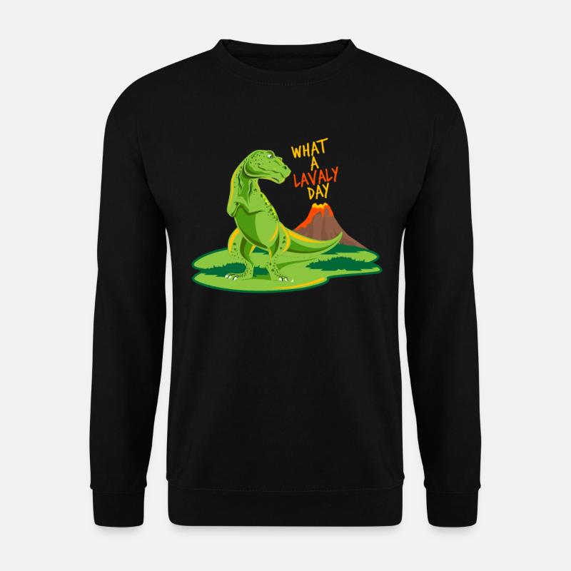 Vulkan Dino Tyrannosaurus Rex Dinosaurier Geschenk - Unisex Pullover - Schwarz