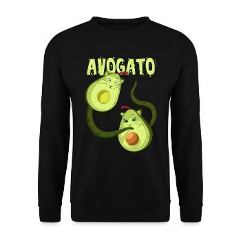 Avocado Vegan Veganer Vegetarier Katzen Geschenk - Unisex Pullover - Schwarz - Vorne - Alina (178cm) & Michal (187cm)