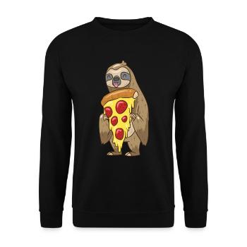 Sloth Loves Pizza Animal Friends Gift - Unisex Sweatshirt - black - Front - Alina (178cm) & Michal (187cm)