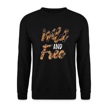 Wild and Free Leoparden und Tiger Muster Geschenk - Unisex Pullover - Schwarz - Vorne - Alina (178cm) & Michal (187cm)
