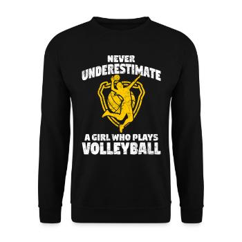 Volleyballerin Volleyball - Unisex Pullover - Schwarz - Vorne - Alina (178cm) & Michal (187cm)