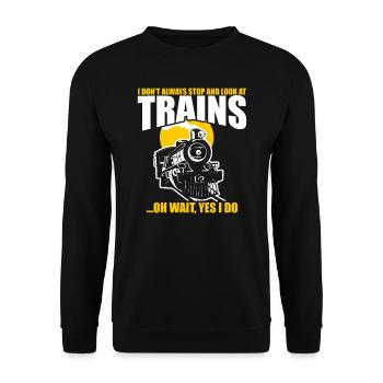 Züge Geschenk Zug Lokomotive Eisenbahn - Unisex Pullover - Schwarz - Vorne - Alina (178cm) & Michal (187cm)