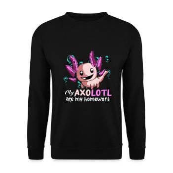 Axolotl - Sweat-shirt Unisexe - noir - Devant - Alina (178cm) & Michal (187cm)