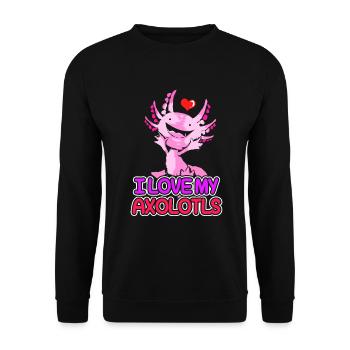 Axolotl Reptile Salamander Aquarium Kawaii Lurch - Unisex Sweatshirt - black - Front - Alina (178cm) & Michal (187cm)