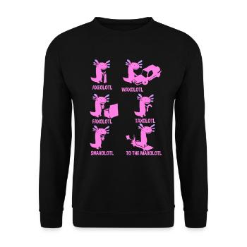 Axolotl Reptile Salamander Aquarium Kawaii Lurch - Unisex Sweatshirt - black - Front - Alina (178cm) & Michal (187cm)