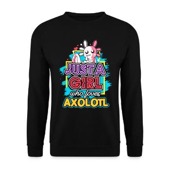 Axolotl Reptile Salamander Aquarium Kawaii Lurch - Unisex Sweatshirt - black - Front - Alina (178cm) & Michal (187cm)