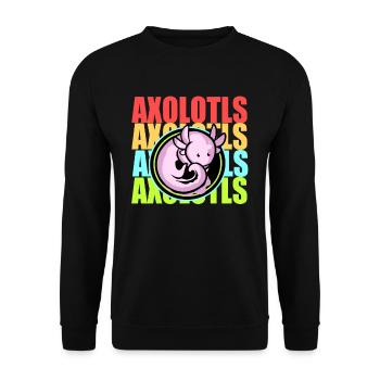 Axolotl Reptile Salamander Aquarium Kawaii Lurch - Unisex Sweatshirt - black - Front - Alina (178cm) & Michal (187cm)
