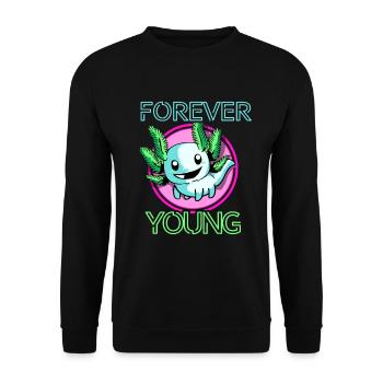 Axolotl Reptile Salamander Aquarium Kawaii Lurch - Unisex Sweatshirt - black - Front - Alina (178cm) & Michal (187cm)