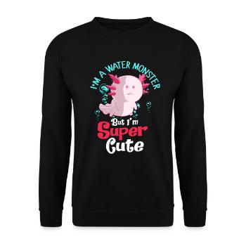 Axolotl Reptile Salamander Aquarium Kawaii Lurch - Unisex Sweatshirt - black - Front - Alina (178cm) & Michal (187cm)