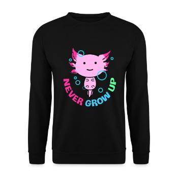 Axolotl Reptile Salamander Aquarium Kawaii Lurch - Unisex Sweatshirt - black - Front - Alina (178cm) & Michal (187cm)