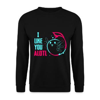Axolotl Reptile Salamander Aquarium Kawaii Lurch - Unisex Sweatshirt - black - Front - Alina (178cm) & Michal (187cm)