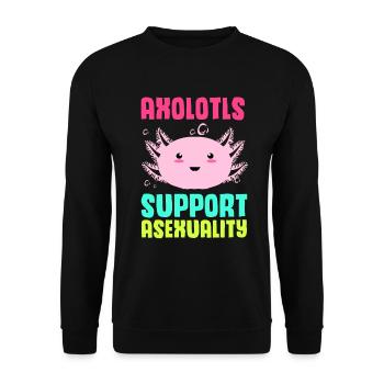 Axolotl Reptile Salamander Aquarium Kawaii Lurch - Unisex Sweatshirt - black - Front - Alina (178cm) & Michal (187cm)
