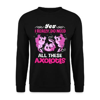 Axolotl Reptile Salamander Aquarium Kawaii Lurch - Unisex Sweatshirt - black - Front - Alina (178cm) & Michal (187cm)