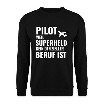 Pilot Co-Pilot Flugkapitän Luftfahrt Flugzeug - Unisex Pullover - Schwarz - Vorne - Alina (178cm) & Michal (187cm)