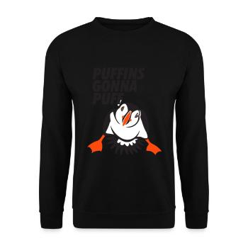Puffin Island Papagei Taucher Vogel Nord Geschenk - Unisex Pullover - Schwarz - Vorne - Alina (178cm) & Michal (187cm)