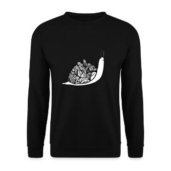 Schnecke mit Schneckenhaus - Unisex Pullover - Schwarz - Vorne - Alina (178cm) & Michal (187cm)