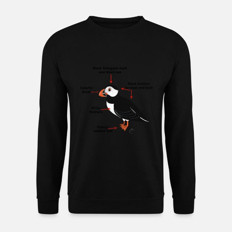 Puffin Island Papagei Taucher Vogel Nord Geschenk - Unisex Pullover - Schwarz