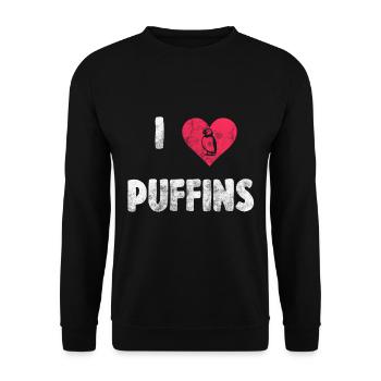 Puffin Island Papagei Taucher Vogel Nord Geschenk - Unisex Pullover - Schwarz - Vorne - Alina (178cm) & Michal (187cm)
