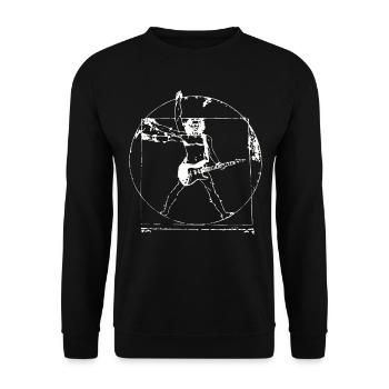 Vitruvian Man Guitar Shirt Da Vinci Guitarist - Unisex Sweatshirt - black - Front - Alina (178cm) & Michal (187cm)
