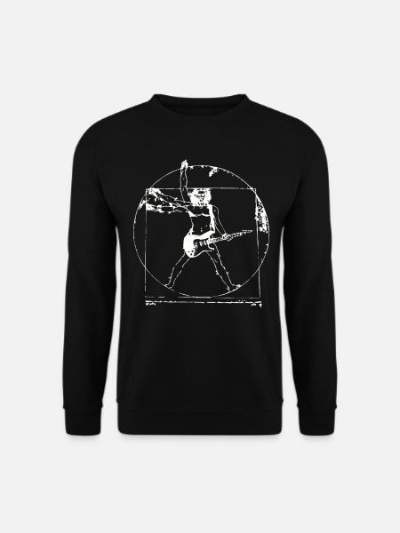 Vitruvian Man Guitar Shirt Da Vinci Guitarist - Unisex Pullover - Schwarz