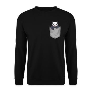 Panda Panda Bear in Pocket Pocket Animal Gift - Unisex Sweatshirt - black - Front - Alina (178cm) & Michal (187cm)