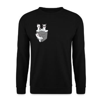Alpagas dans un cadeau de poche avec un alpaga - Sweat-shirt Unisexe - noir - Devant - Alina (178cm) & Michal (187cm)