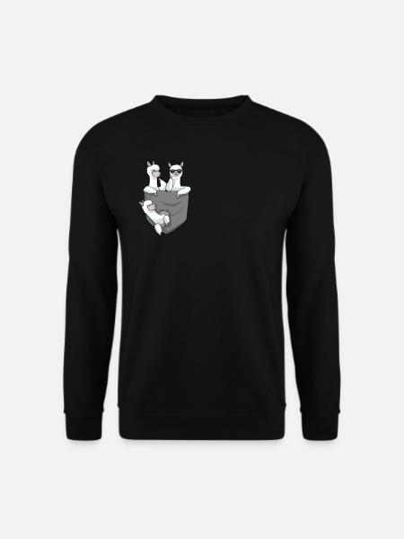 Alpakas in Tasche Alpaca Pocket Animal Geschenk - Unisex Pullover - Schwarz