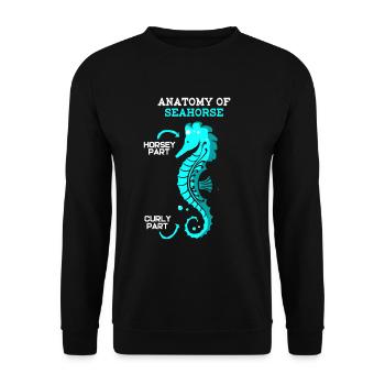 Seepferd Seepferdchen Retro Vintage Meer Geschenk - Unisex Pullover - Schwarz - Vorne - Alina (178cm) & Michal (187cm)