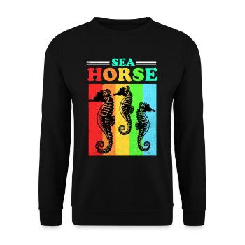 Seepferd - Unisex Pullover - Schwarz - Vorne - Alina (178cm) & Michal (187cm)
