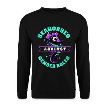 Seepferd - Unisex Pullover - Schwarz - Vorne - Alina (178cm) & Michal (187cm)