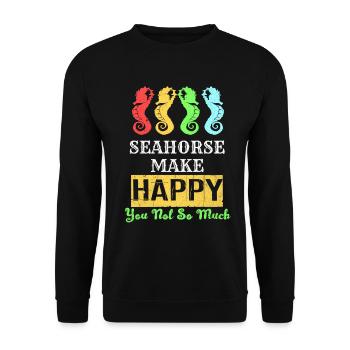 Seepferd - Unisex Pullover - Schwarz - Vorne - Alina (178cm) & Michal (187cm)